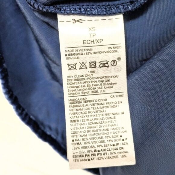 NWT GAP Velvet Ruffle Blue Flutter Sleeve Top XS - Picture 7 of 8